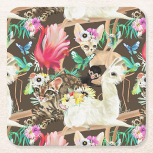 Posavasos Cuadrado De Papel Modelo animal tropical