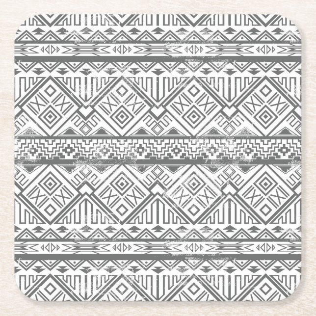 Posavasos Cuadrado De Papel Modelo azteca geométrico abstracto 2 (Anverso)