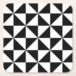 Posavasos Cuadrado De Papel Modelo blanco y negro del triángulo