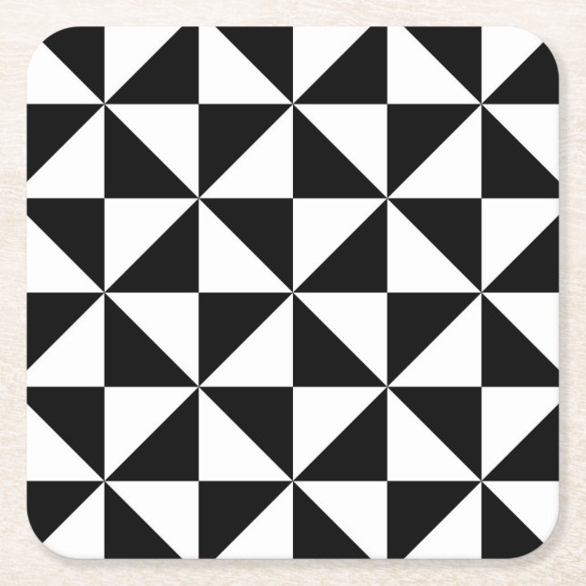 Posavasos Cuadrado De Papel Modelo blanco y negro del triángulo (Anverso)