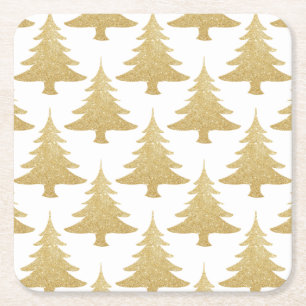 Posavasos Cuadrado De Papel modelo claro elegante del árbol de navidad del