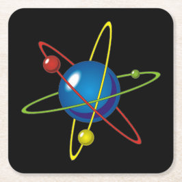 Posavasos Cuadrado De Papel Modelo colorido del Átomo
