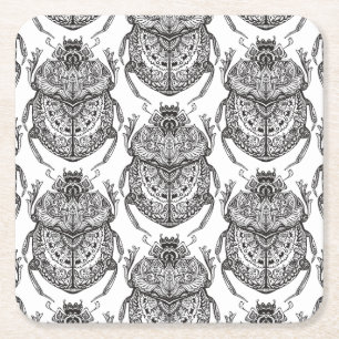 Posavasos Cuadrado De Papel Modelo con Doodle de la mano