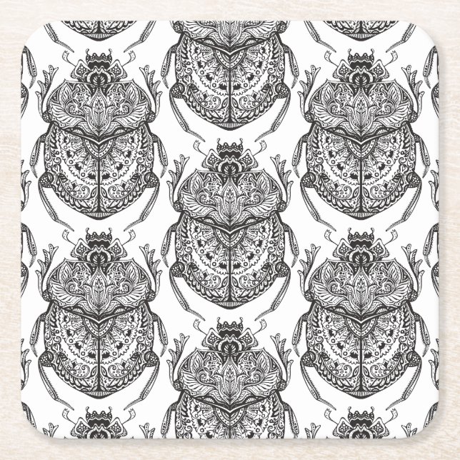 Posavasos Cuadrado De Papel Modelo con Doodle de la mano (Anverso)