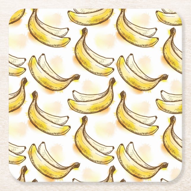 Posavasos Cuadrado De Papel Modelo con el plátano (Anverso)