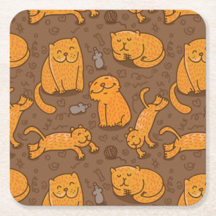 Posavasos Cuadrado De Papel Modelo con los gatos