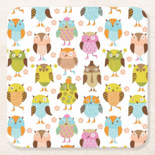 Posavasos Cuadrado De Papel modelo con los pájaros