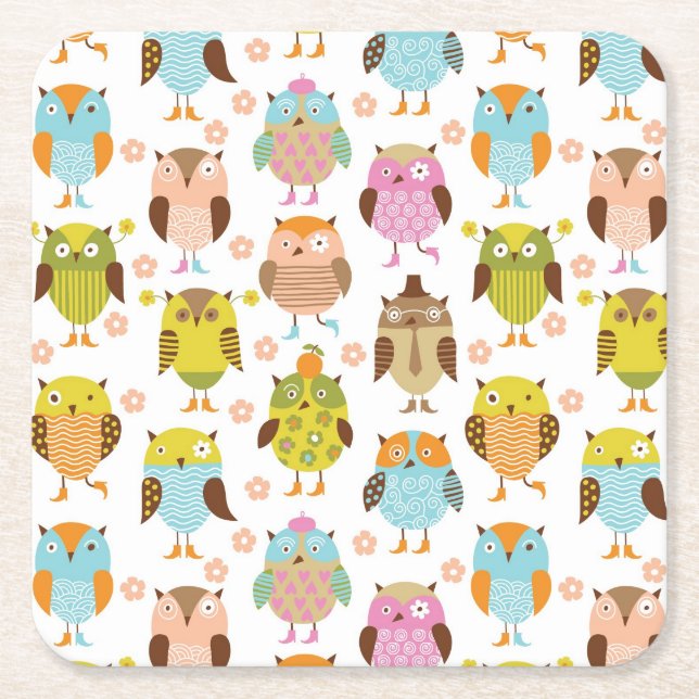 Posavasos Cuadrado De Papel modelo con los pájaros (Anverso)