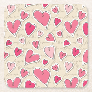 Posavasos Cuadrado De Papel Modelo de corazones