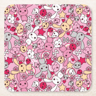 Posavasos Cuadrado De Papel Modelo de Kawaii