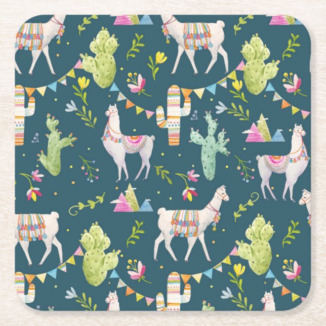 Posavasos Cuadrado De Papel Modelo de la bandera de la llama de la acuarela (Anverso)