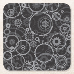 Posavasos Cuadrado De Papel Modelo de las ruedas dentadas