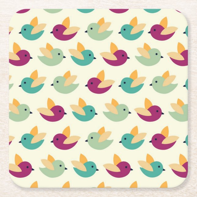 Posavasos Cuadrado De Papel Modelo de los pájaros (Anverso)