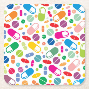 Posavasos Cuadrado De Papel Modelo de neón colorido de la droga