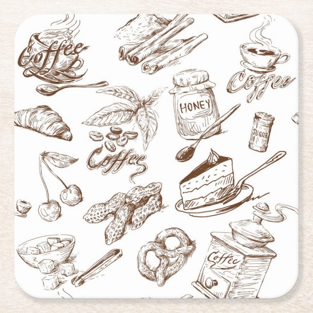 Posavasos Cuadrado De Papel Modelo de papel (Anverso)