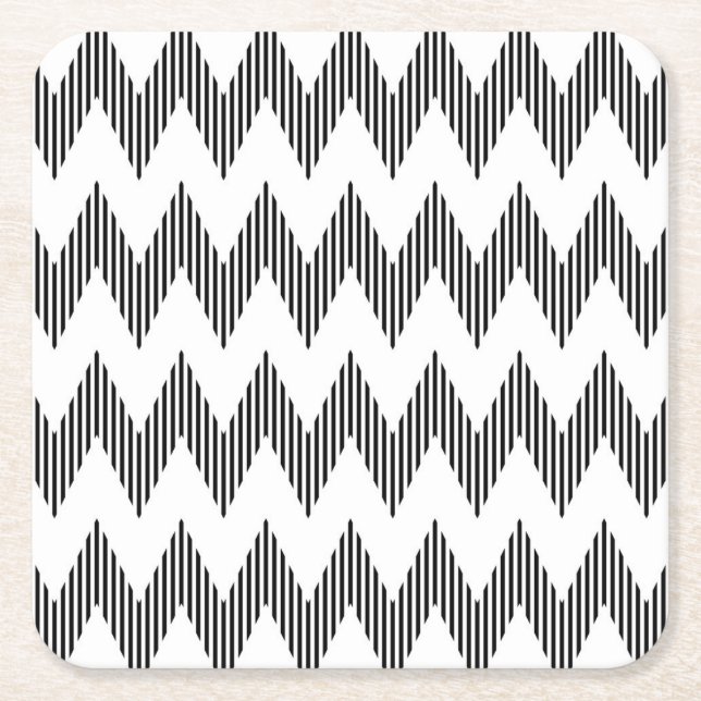 Posavasos Cuadrado De Papel Modelo de zigzag geométrico (Anverso)