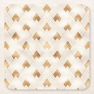 Posavasos Cuadrado De Papel Modelo del art déco del oro