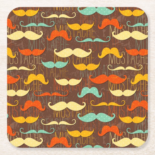 Posavasos Cuadrado De Papel Modelo del bigote (Anverso)