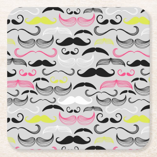 Posavasos Cuadrado De Papel Modelo del bigote, estilo retro (Anverso)