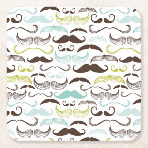 Posavasos Cuadrado De Papel Modelo del bigote, estilo retro 2