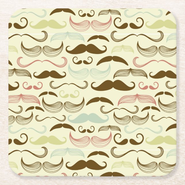 Posavasos Cuadrado De Papel Modelo del bigote, estilo retro 4 (Anverso)