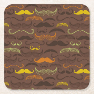 Posavasos Cuadrado De Papel Modelo del bigote, estilo retro 5