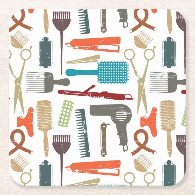 Posavasos Cuadrado De Papel Modelo del cuidado del cabello (Anverso)