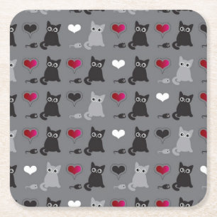 Posavasos Cuadrado De Papel modelo del gatito y de los ratones