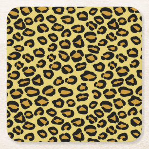 Posavasos Cuadrado De Papel Modelo del leopardo