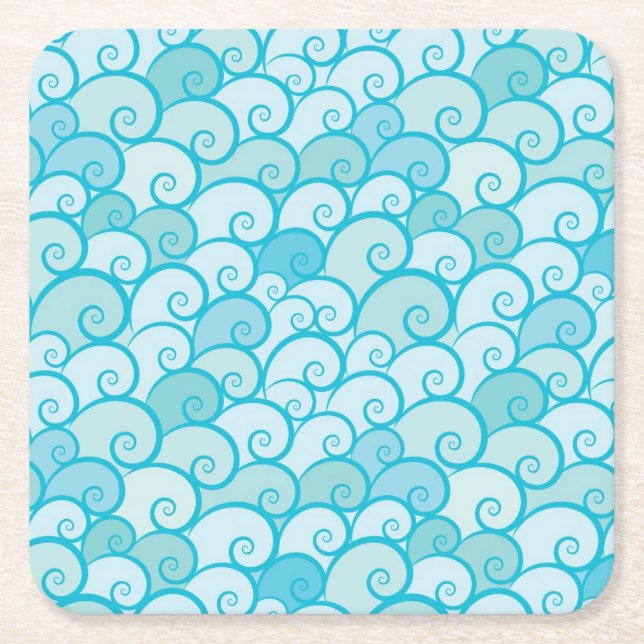 Posavasos Cuadrado De Papel Modelo del mar (Anverso)