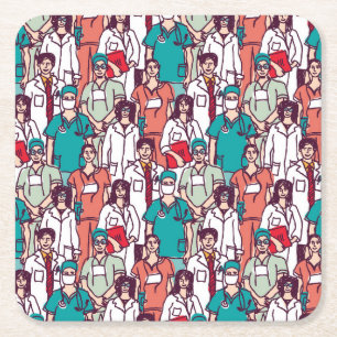 Posavasos Cuadrado De Papel Modelo del médico y del cirujano