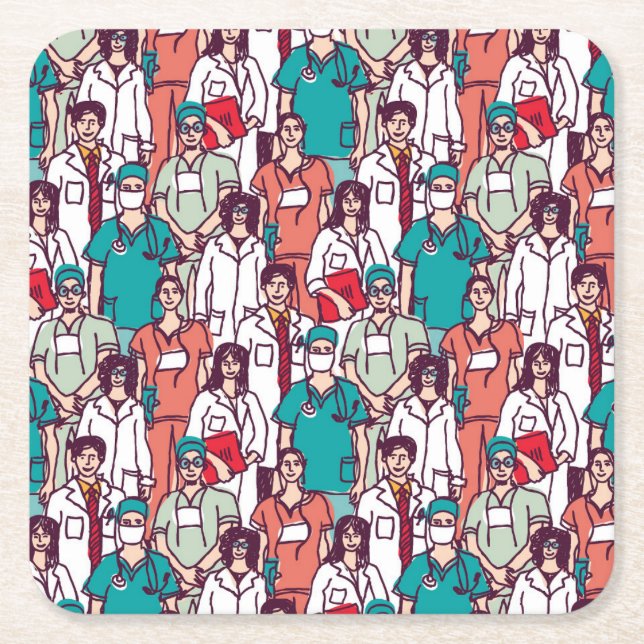 Posavasos Cuadrado De Papel Modelo del médico y del cirujano (Anverso)