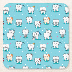 Posavasos Cuadrado De Papel Modelo dental lindo