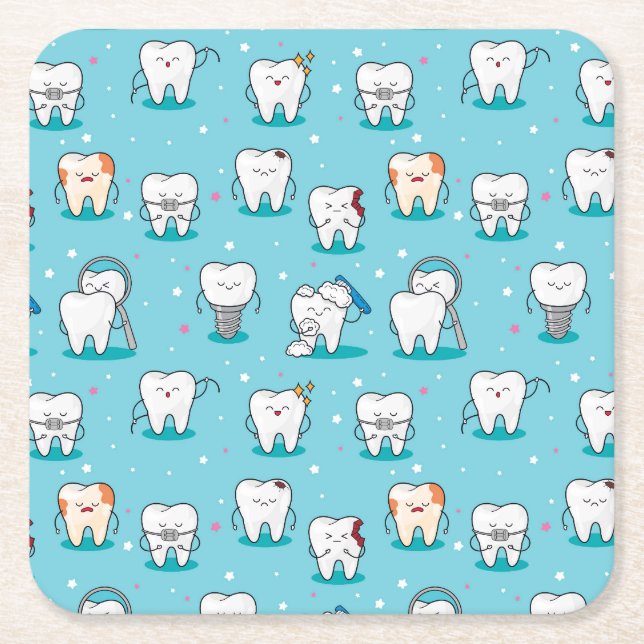 Posavasos Cuadrado De Papel Modelo dental lindo (Anverso)