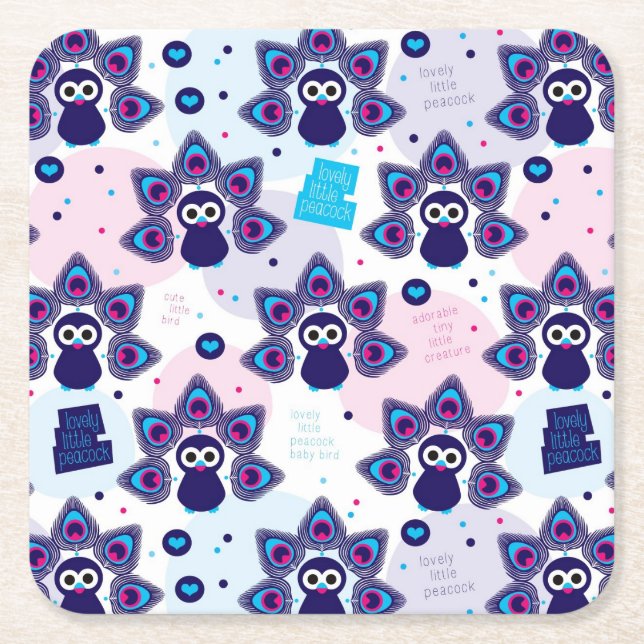 Posavasos Cuadrado De Papel modelo exótico del pavo real de la India (Anverso)