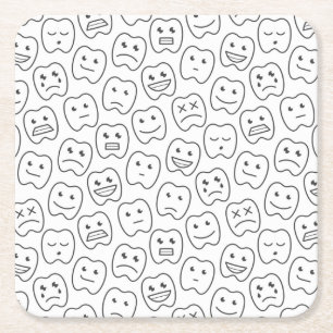 Posavasos Cuadrado De Papel Modelo feliz de los dientes