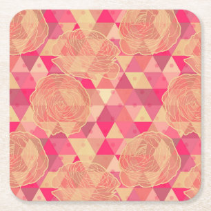 Posavasos Cuadrado De Papel Modelo geométrico de la flor