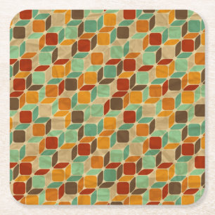 Posavasos Cuadrado De Papel Modelo geométrico retro 4