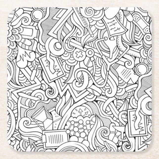 Posavasos Cuadrado De Papel Modelo médico de B&W (Anverso)