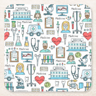Posavasos Cuadrado De Papel Modelo médico del diseño