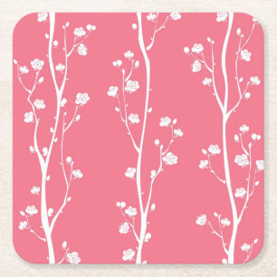 Posavasos Cuadrado De Papel Modelo oriental del flor del ciruelo