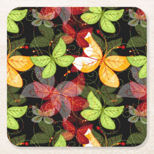 Posavasos Cuadrado De Papel Modelo oscuro del otoño
