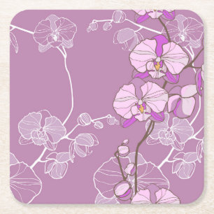 Posavasos Cuadrado De Papel Modelo púrpura de la orquídea