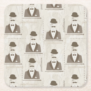 Posavasos Cuadrado De Papel Modelo retro para el hombre