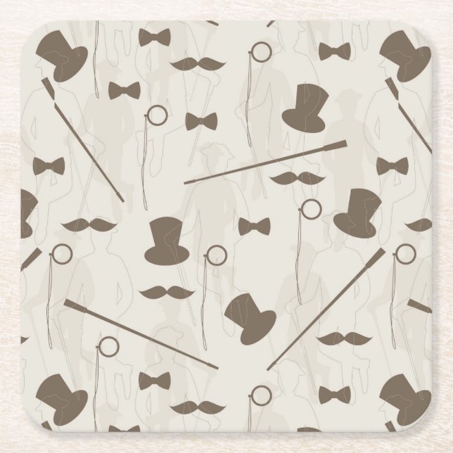 Posavasos Cuadrado De Papel Modelo retro para el hombre 2 (Anverso)