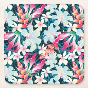Posavasos Cuadrado De Papel Modelo tropical colorido