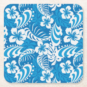 Posavasos Cuadrado De Papel Modelo tropical del hibisco
