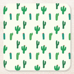 Posavasos Cuadrado De Papel Modelo verde claro del cactus