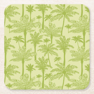 Posavasos Cuadrado De Papel Modelo verde de las palmeras