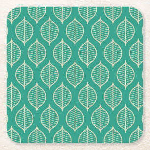 Posavasos Cuadrado De Papel Modelo verde estilizado de la hoja